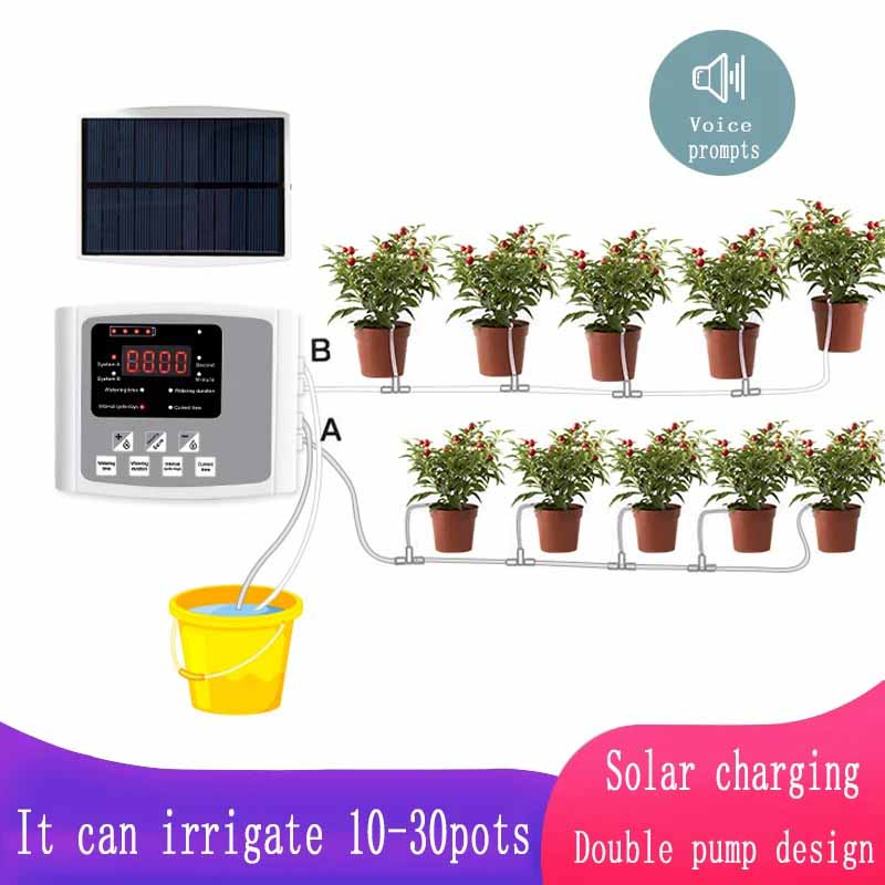 Smart Garden Click And Grow - สวนอุปกรณ์ชลประทานหยดปั๊มคู่Controllerระบบจับเวลา,พลังงานแสงอาทิตย์อัจฉริยะอุปกรณ์รดน้ําอัตโนมัติสําหรับพืช