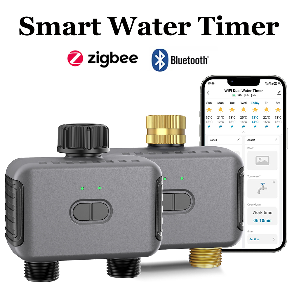 Smart Garden Tower - Tuyaสมาร์ทจับเวลาน้ําZigbee/BTอัตโนมัติชลประทานController 2 Outlet Sprinklerรดน้ําระบบสนับสนุนAlexa Google