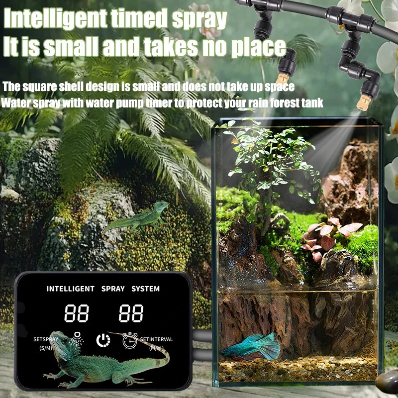 Smart Garden Click And Grow - ระบบตั้งเวลาพ่นน้ำอัจฉริยะสำหรับสัตว์เลื้อยคลาน ระบบพ่นหมอกในตู้เลี้ยงสัตว์แบบป่าฝน ชุดระบบรดน้ำพืชแบบพ่นหมอกอัตโนมัติ