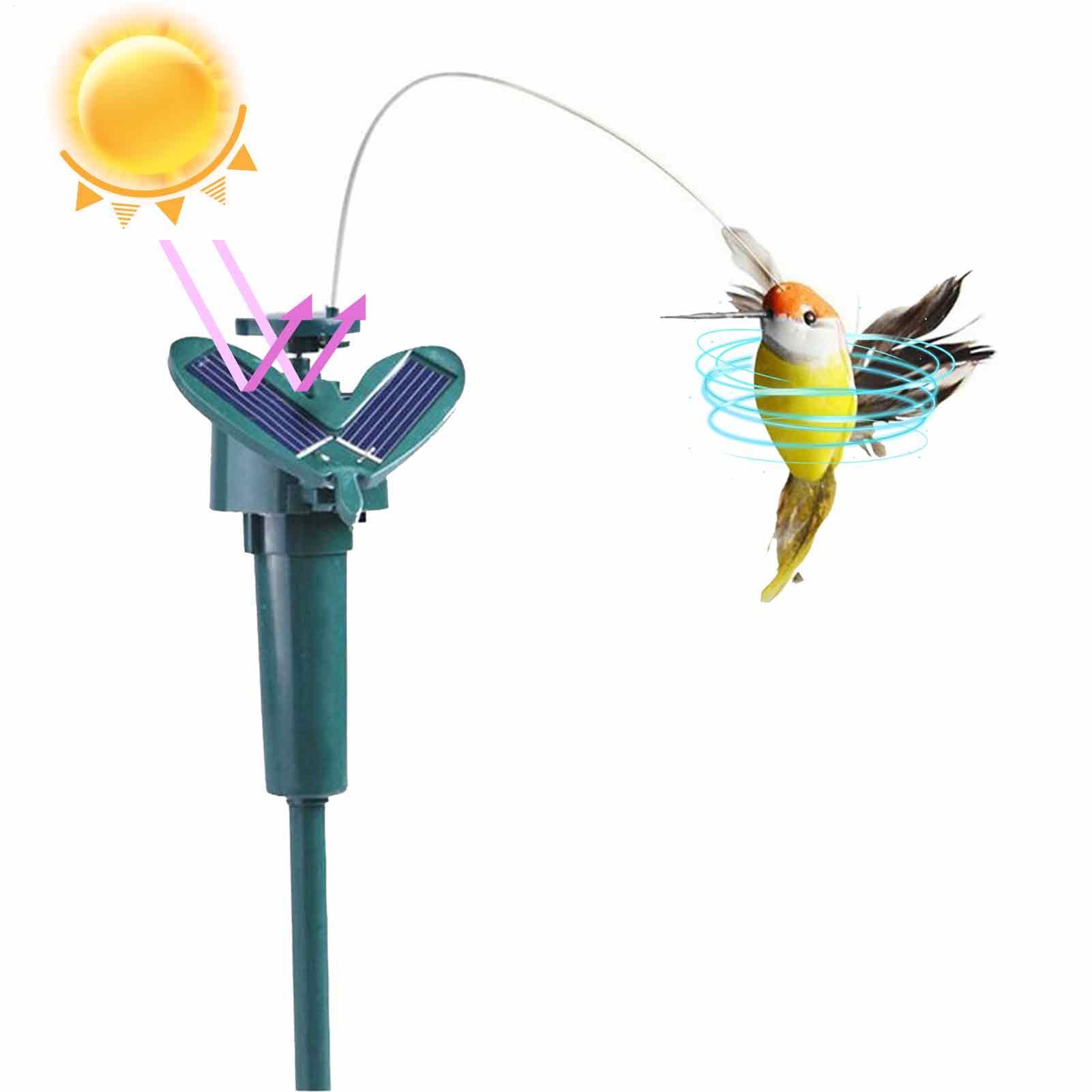 Smart Garden Ornaments - 1 PC สวนพลังงานแสงอาทิตย์จําลองอัตโนมัติบิน Hummingbird ประดิษฐ์ Feather