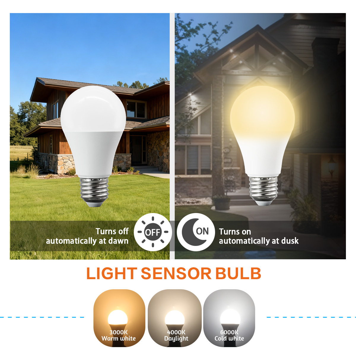Smart Garden Led Lights - หลอดไฟ LED อัตโนมัติเปิด-ปิด 10 ชิ้น ขั้ว