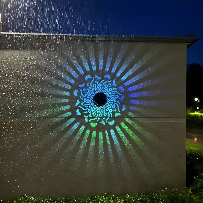 Smart Garden Ornaments - โคมไฟติดผนัง LED พลังงานแสงอาทิตย์ ลายแมนดาลา กันน้ำ สำหรับตกแต่งสวน