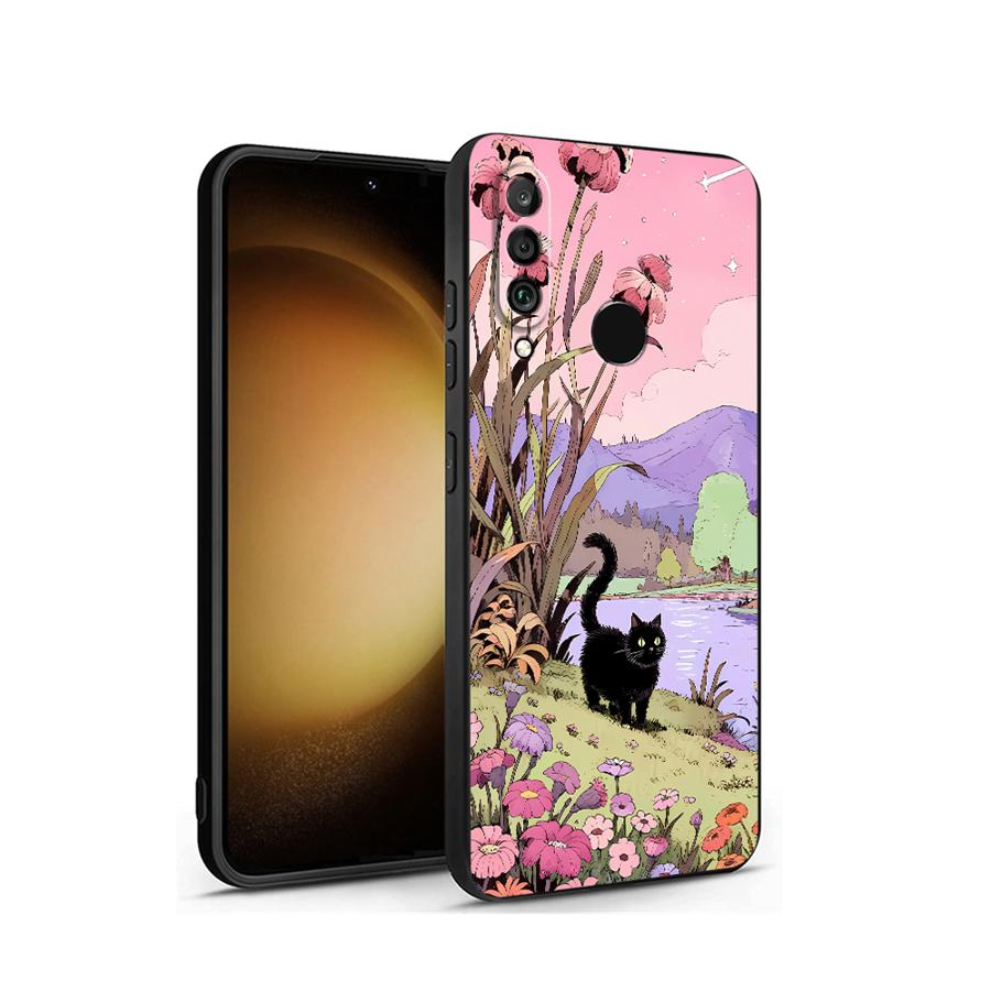 Huawei Smart Garden - เคสลายแมวดำในสวนสำหรับ Huawei Pura 90 Pro Max