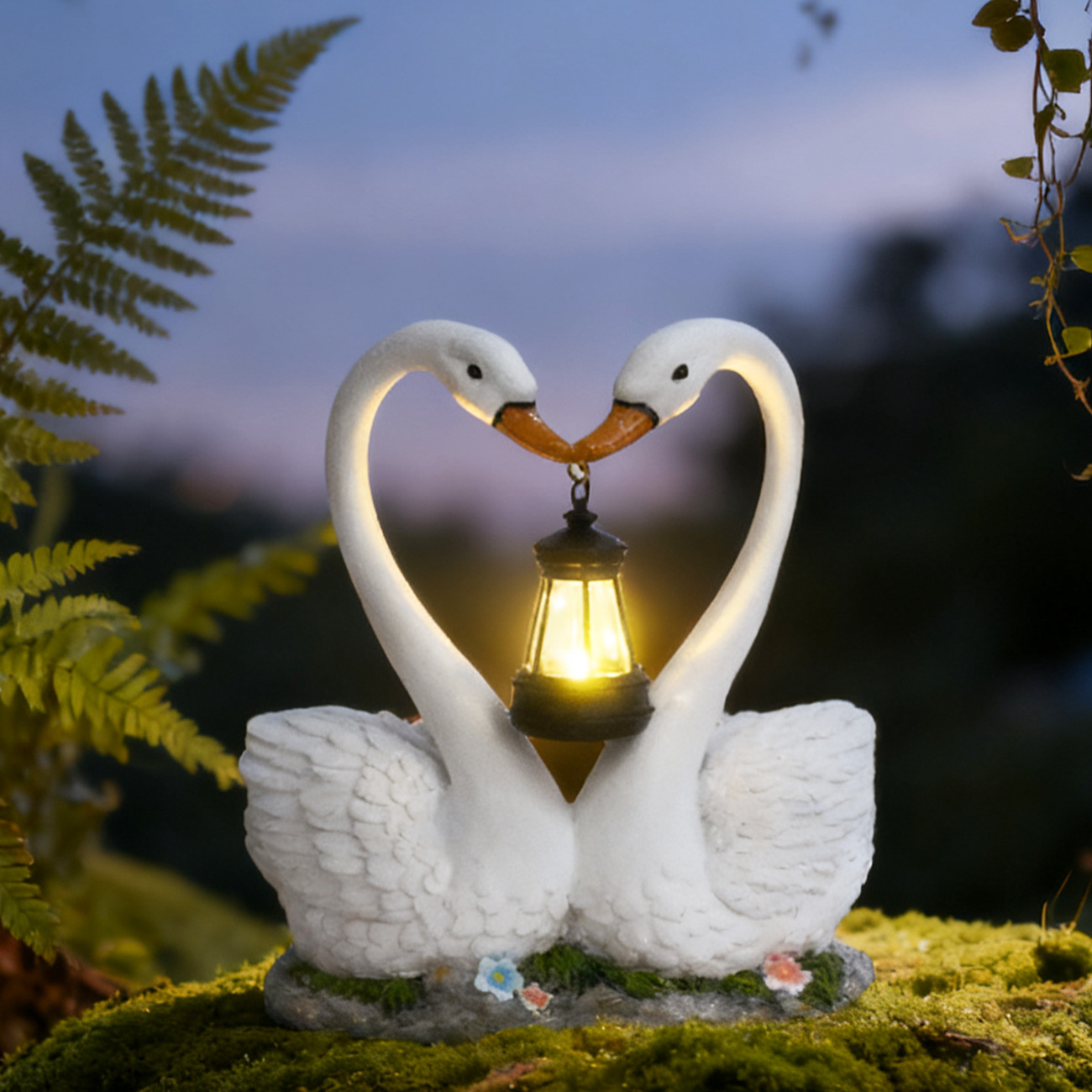 Smart Garden Ornaments - ของตกแต่งสวนกลางแจ้ง รูปหงส์จำลอง ประดับสวน ตกแต่งภูมิทัศน์ รูปปั้นสัตว์ งานฝีมือเรซิ่นพลังงานแสงอาทิตย์